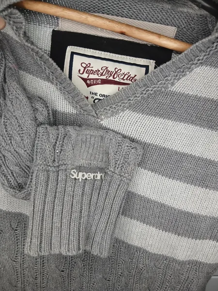 moletom superdry cinza listrado m