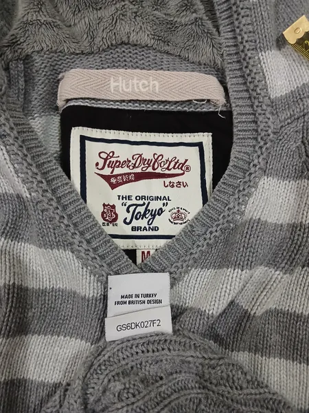 moletom superdry cinza listrado m