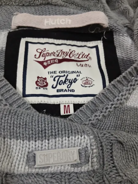 moletom superdry cinza listrado m