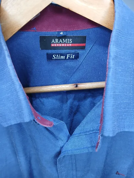 camisa social aramis slim fit azul g