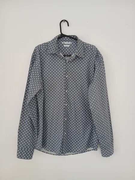 camisa social zara estampada manga longa tamanho m