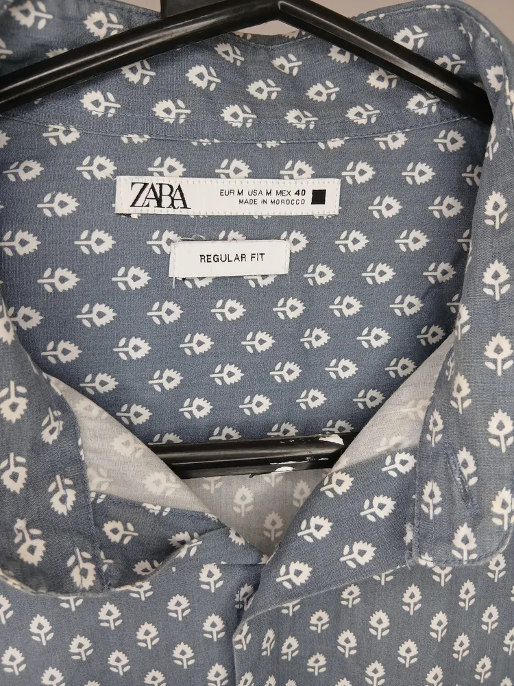 camisa social zara estampada manga longa tamanho m
