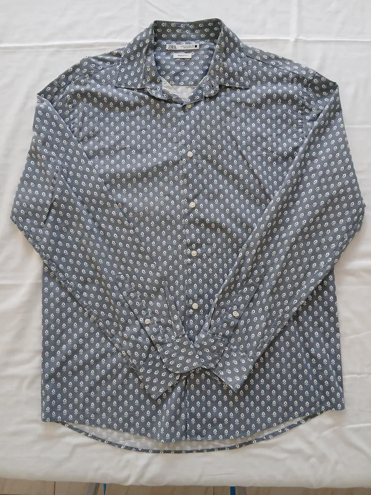 camisa social zara estampada manga longa tamanho m