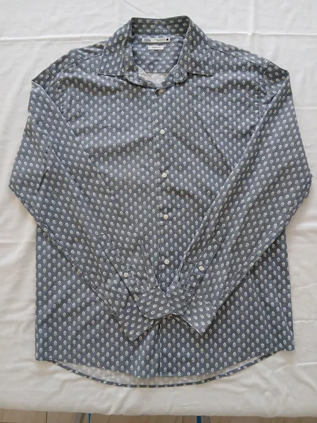 camisa social zara estampada manga longa tamanho m