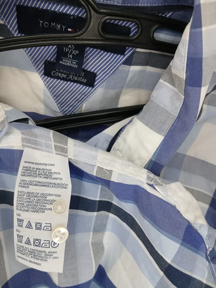 camisa social masculina tommy hilfiger tamanho tp/xp 14