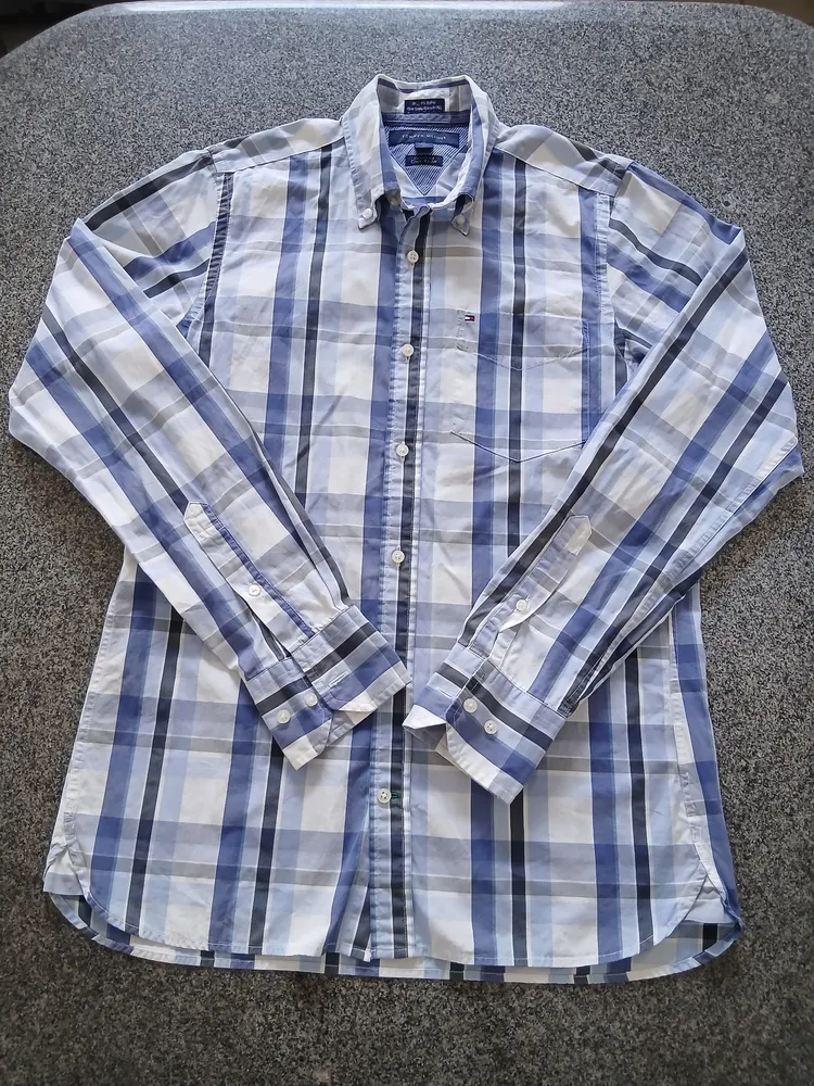 camisa social masculina tommy hilfiger tamanho tp/xp 14