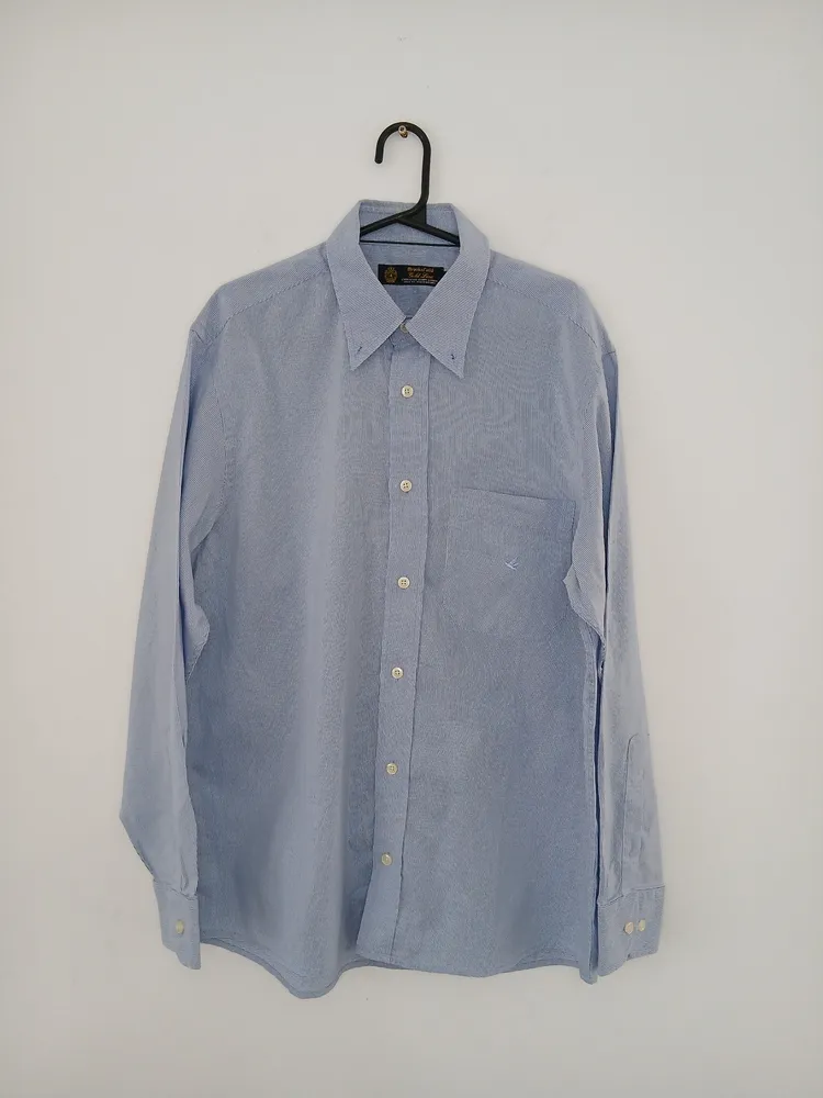 camisa social brooksfield gold line azul g