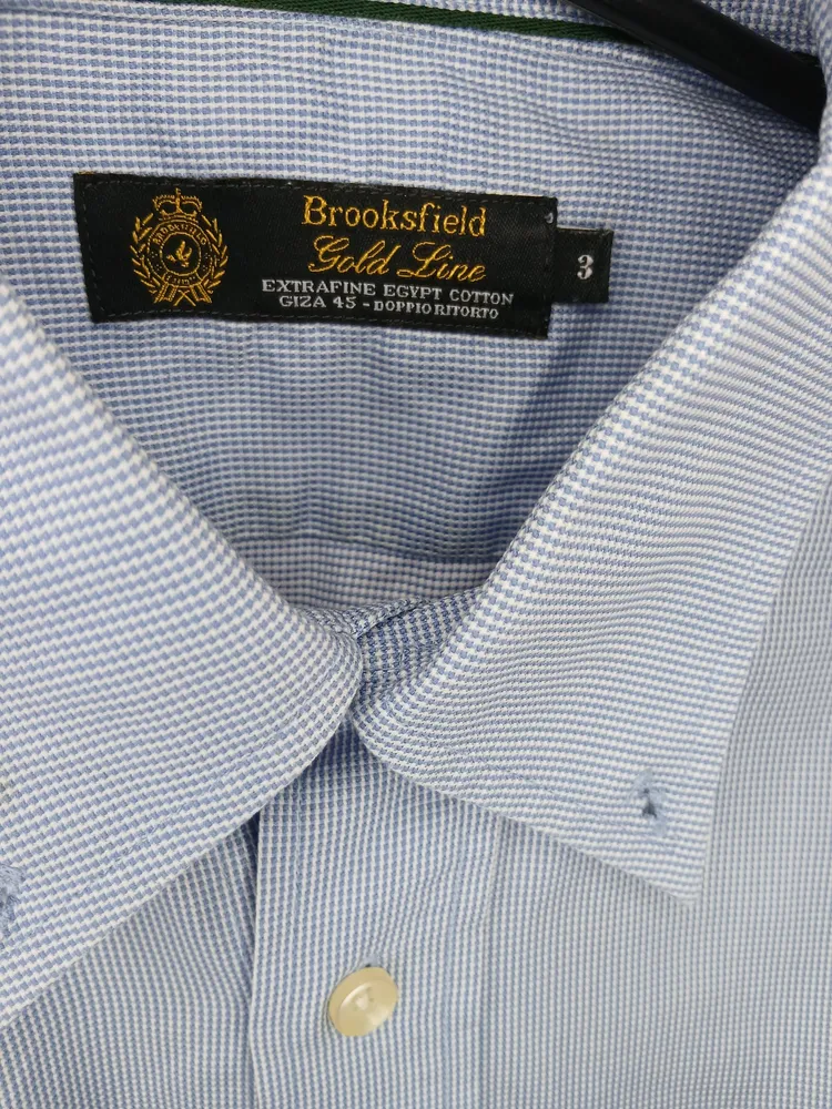 camisa social brooksfield gold line azul g