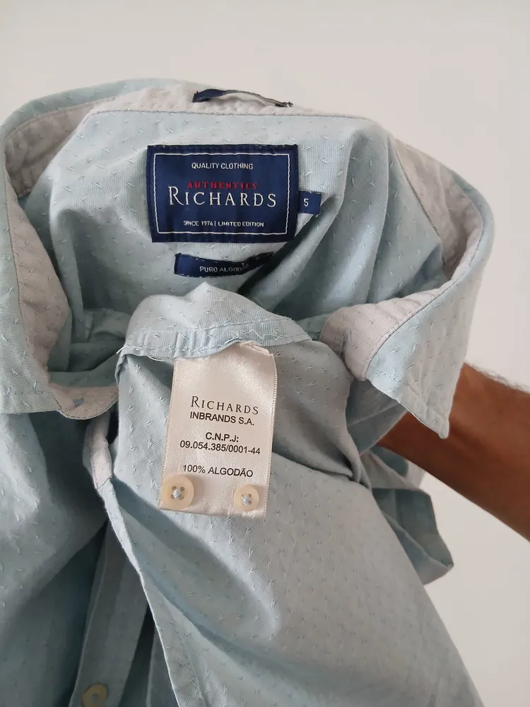 camisa social masculina manga curta richards