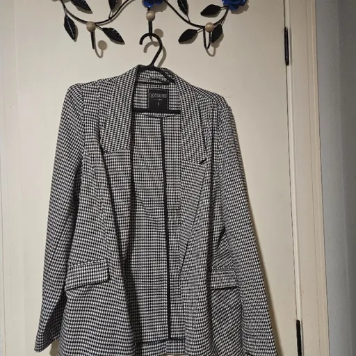 blazer pied de poule preto e branco