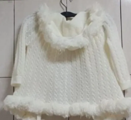 casaco feminino infantil de tricô branco tamanho 3