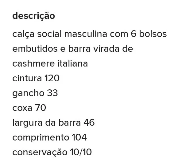 Calça Loro Pianna tamanho GG
