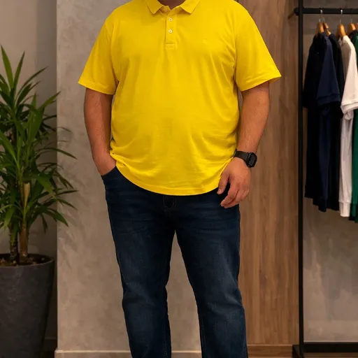 camiseta polo amarela