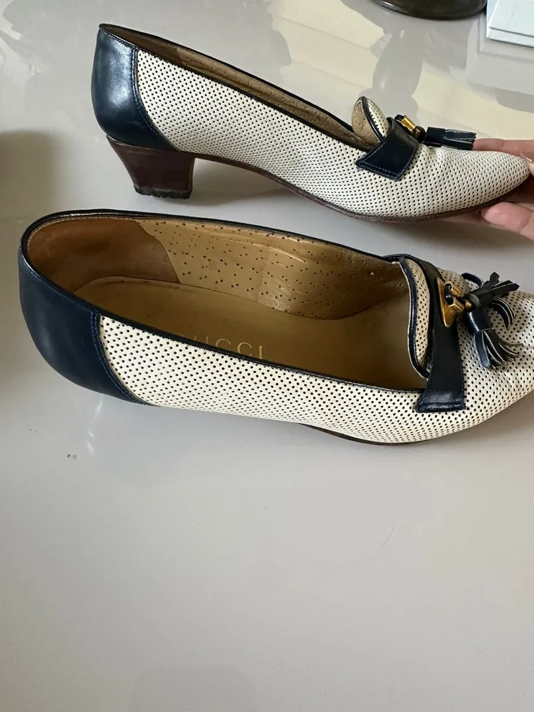 Sapato Gucci original bicolor couro perfurado tam 36