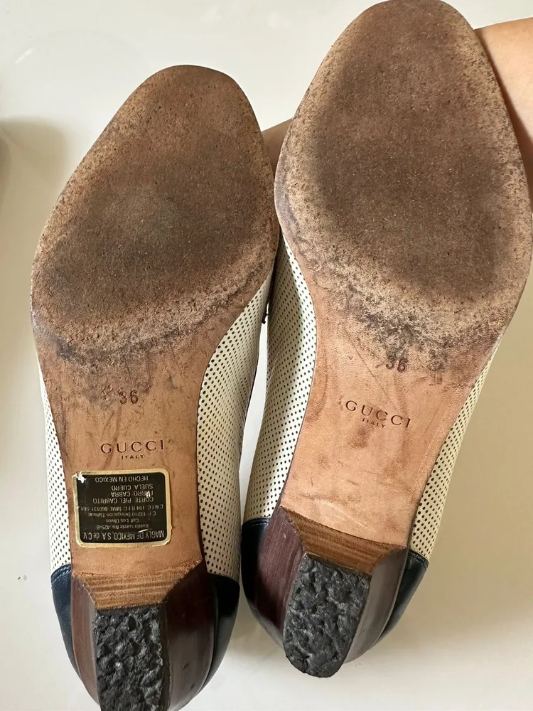 Sapato Gucci original bicolor couro perfurado tam 36