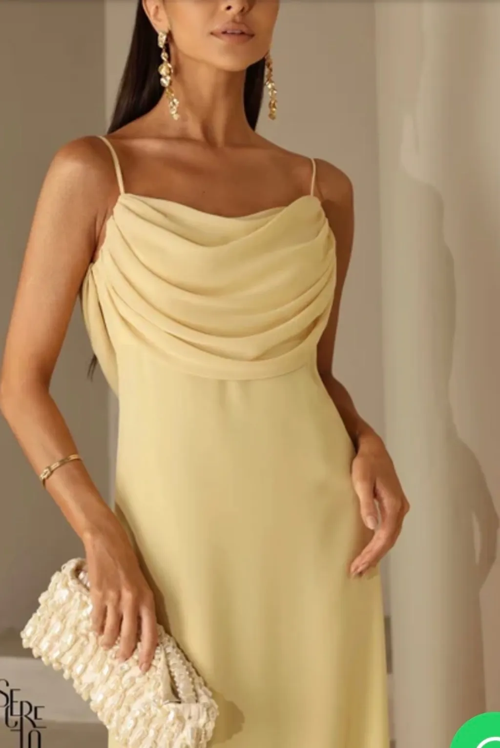 VESTIDO LONGO DRAPEADO BUSTO E COSTAS CAMILA CAMOMILA