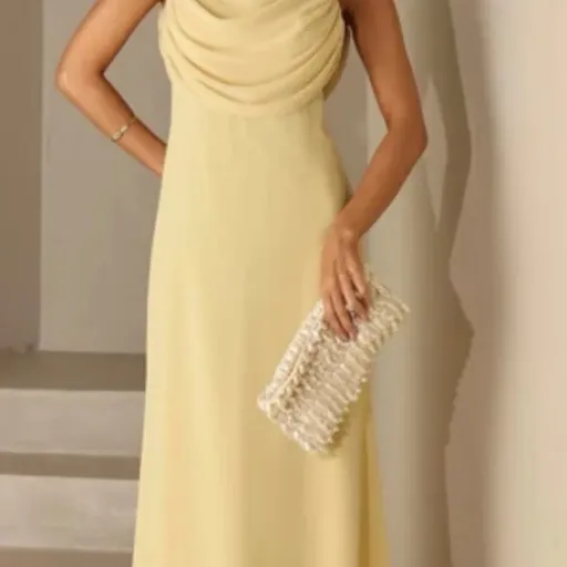 VESTIDO LONGO DRAPEADO BUSTO E COSTAS CAMILA CAMOMILA