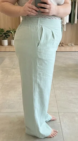 Calça Pantalona Feminina Plus Size Cintura Alta Verde Menta