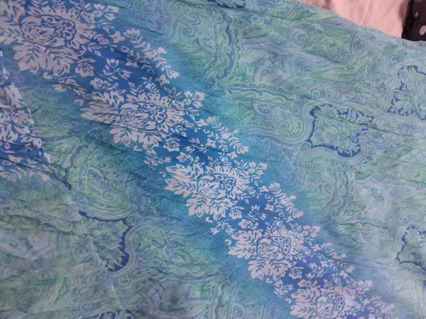 saia midi estampada azul m