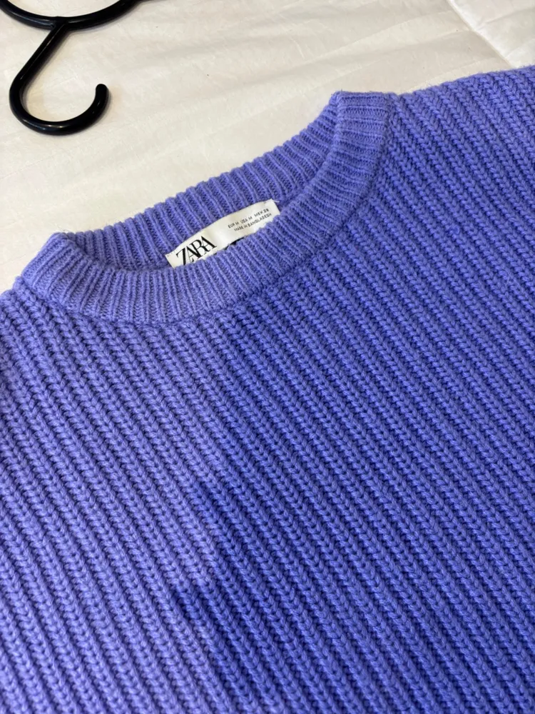 casaco roxo zara tricot