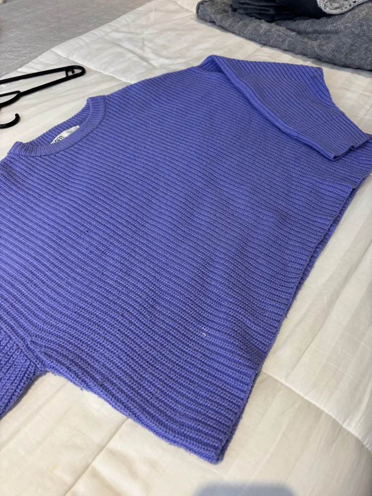 casaco roxo zara tricot
