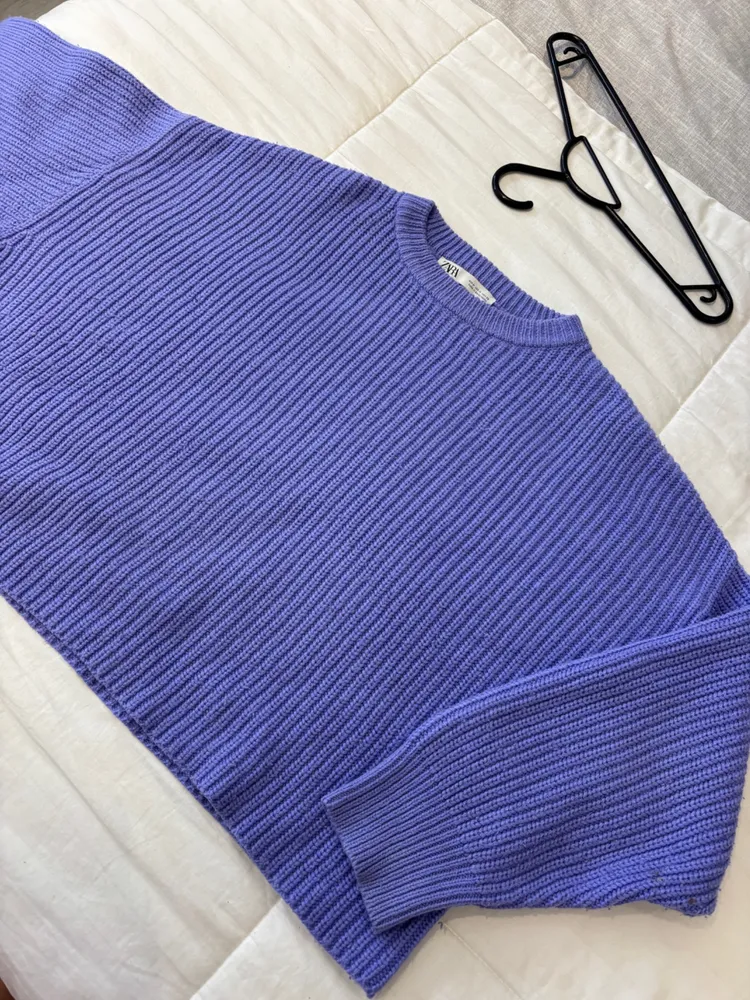 casaco roxo zara tricot