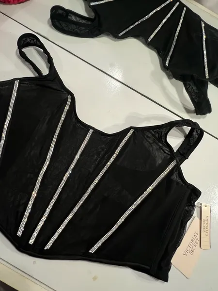 Corset Preto brilho Victoria's Secret