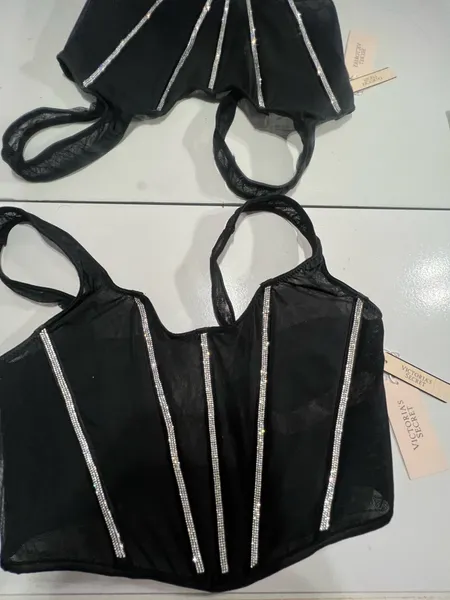 Corset Preto brilho Victoria's Secret