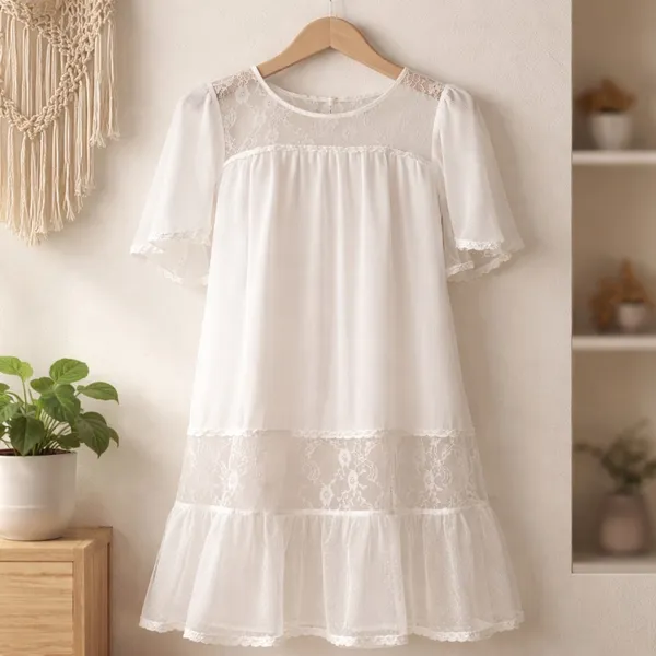 Vestido branco com renda Hering
