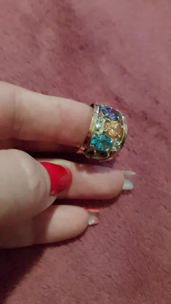 Anel de Prata 925 com aplicacao de ouro 14 k e pedras zirconias