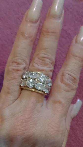 Anel de prata 925 com aplicacao de ouro 14k e zirconias