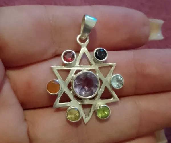 Pingente chakras com pedra amestista em prata 925