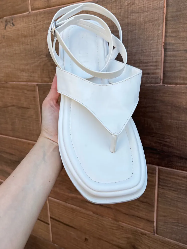 sandalia flat branca soul shoes