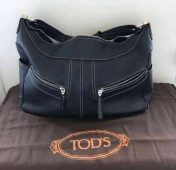 Bolsa vintage Tods original e en couro legítimo preto