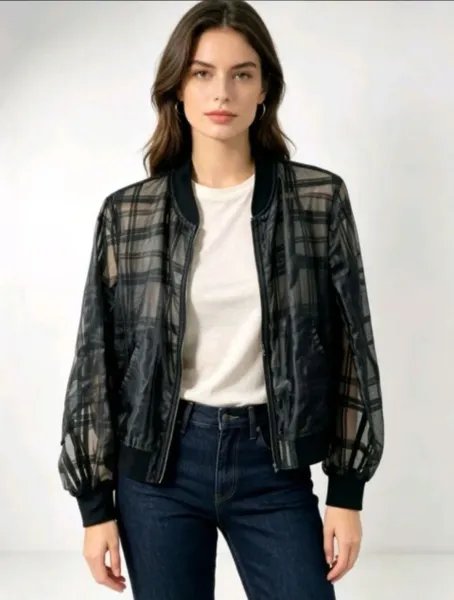 Jaqueta Bomber feminina em organza Zara tam. pp