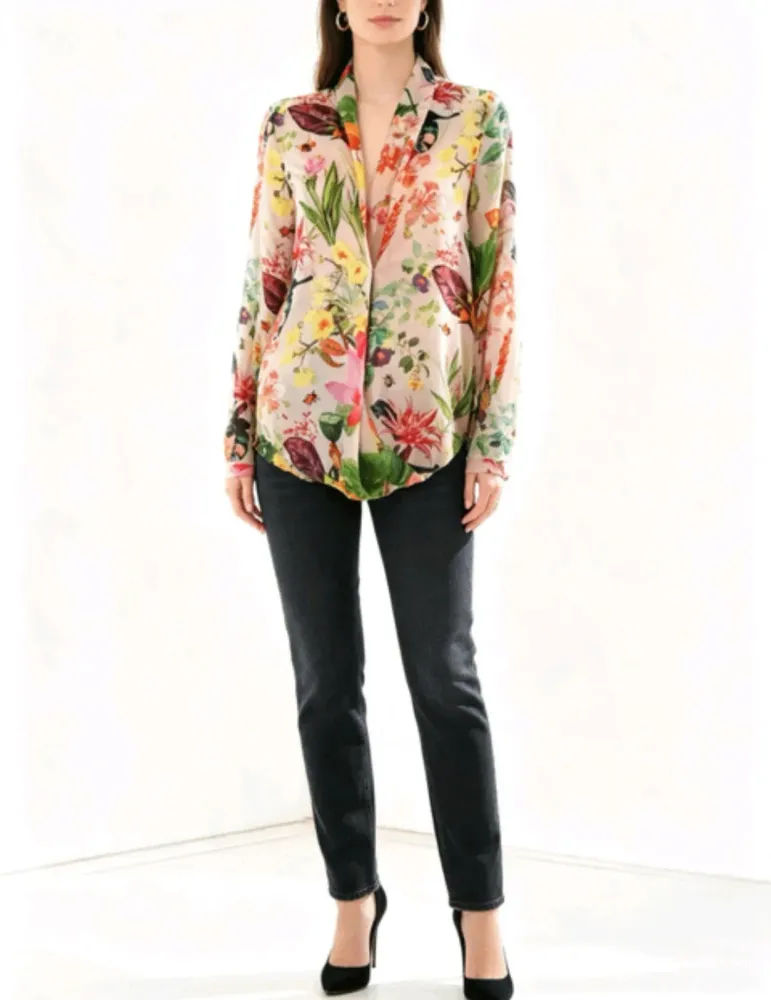 Blusa feminina flora Zara com leve transparência tam. p