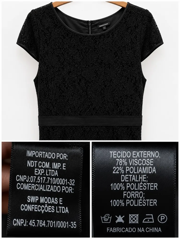 Vestido Gregory preto todo de renda