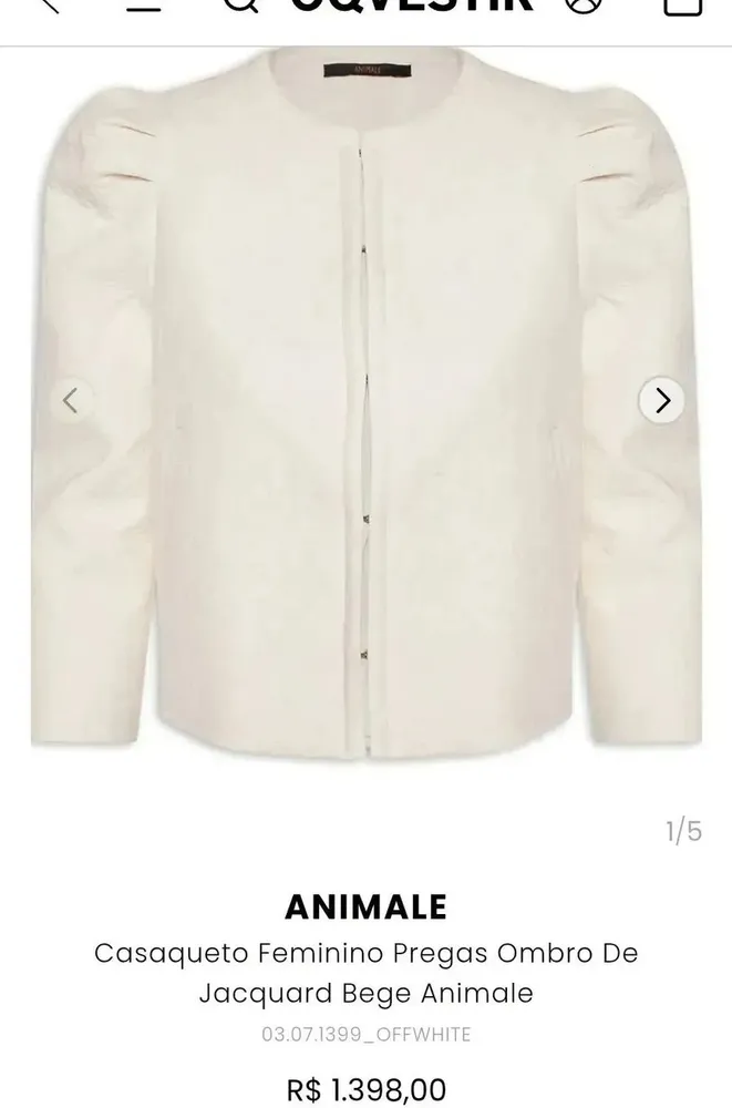 Casaquinho Animale Feminino preto tam 40