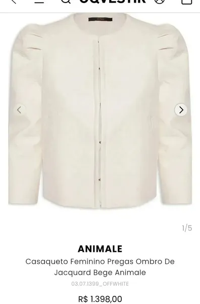 Casaquinho Animale Feminino preto tam 40