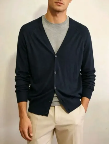 Cardigã Masculino Zara Azul Marinho (veste m/g)