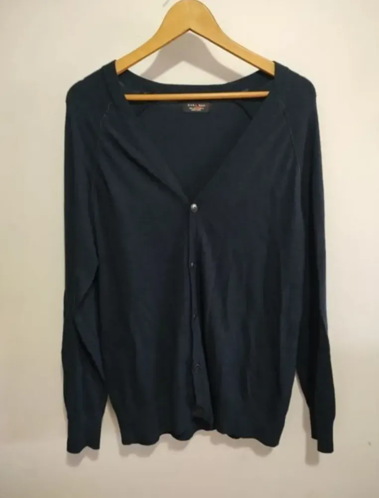 Cardigã Masculino Zara Azul Marinho (veste m/g)