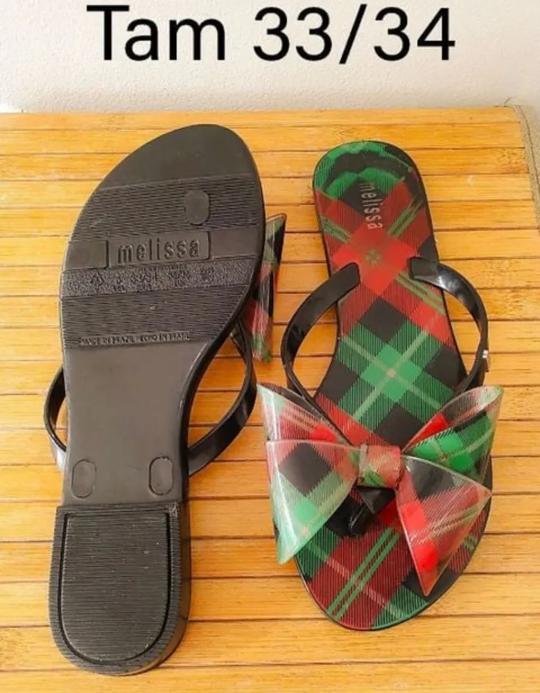 Sandalia rasteirinha Melissa Harmonic Tartan Xadez Tam 33 34