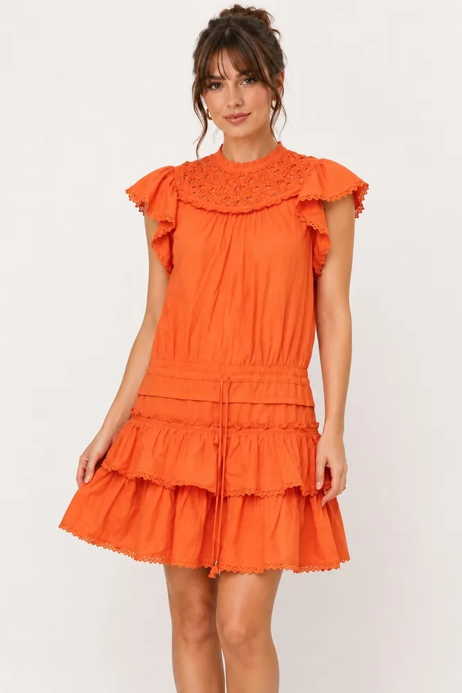 Vestido Curto Boho Other Girls Oona Laranja Tam P