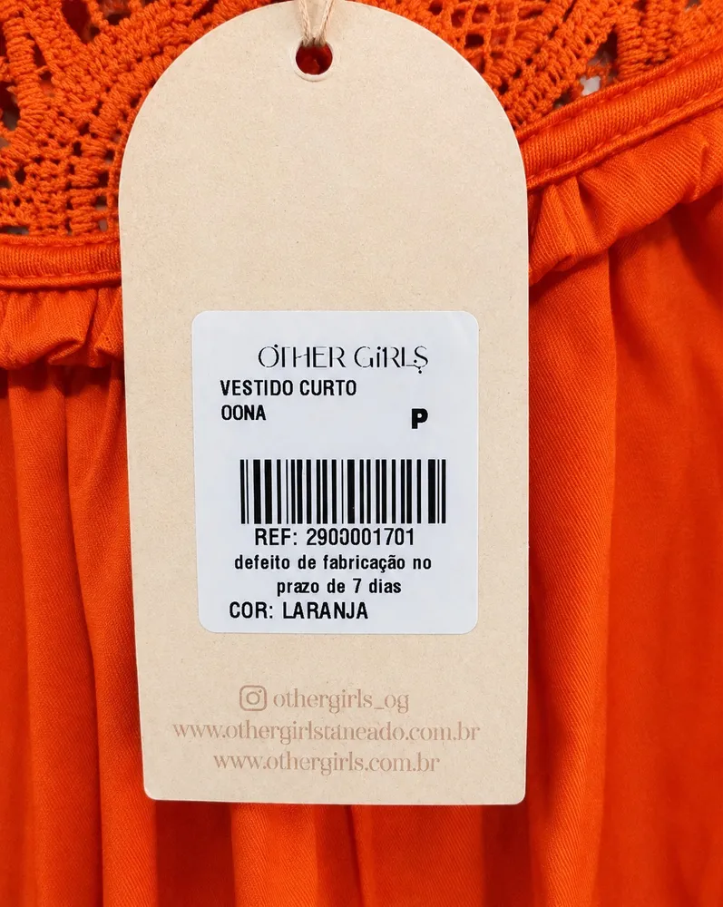Vestido Curto Boho Other Girls Oona Laranja Tam P