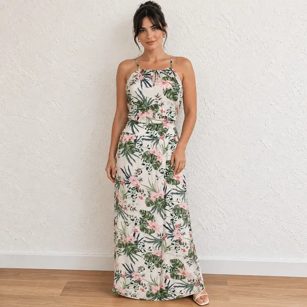 Vestido Viviane Furrier Longo Floral Tam. P