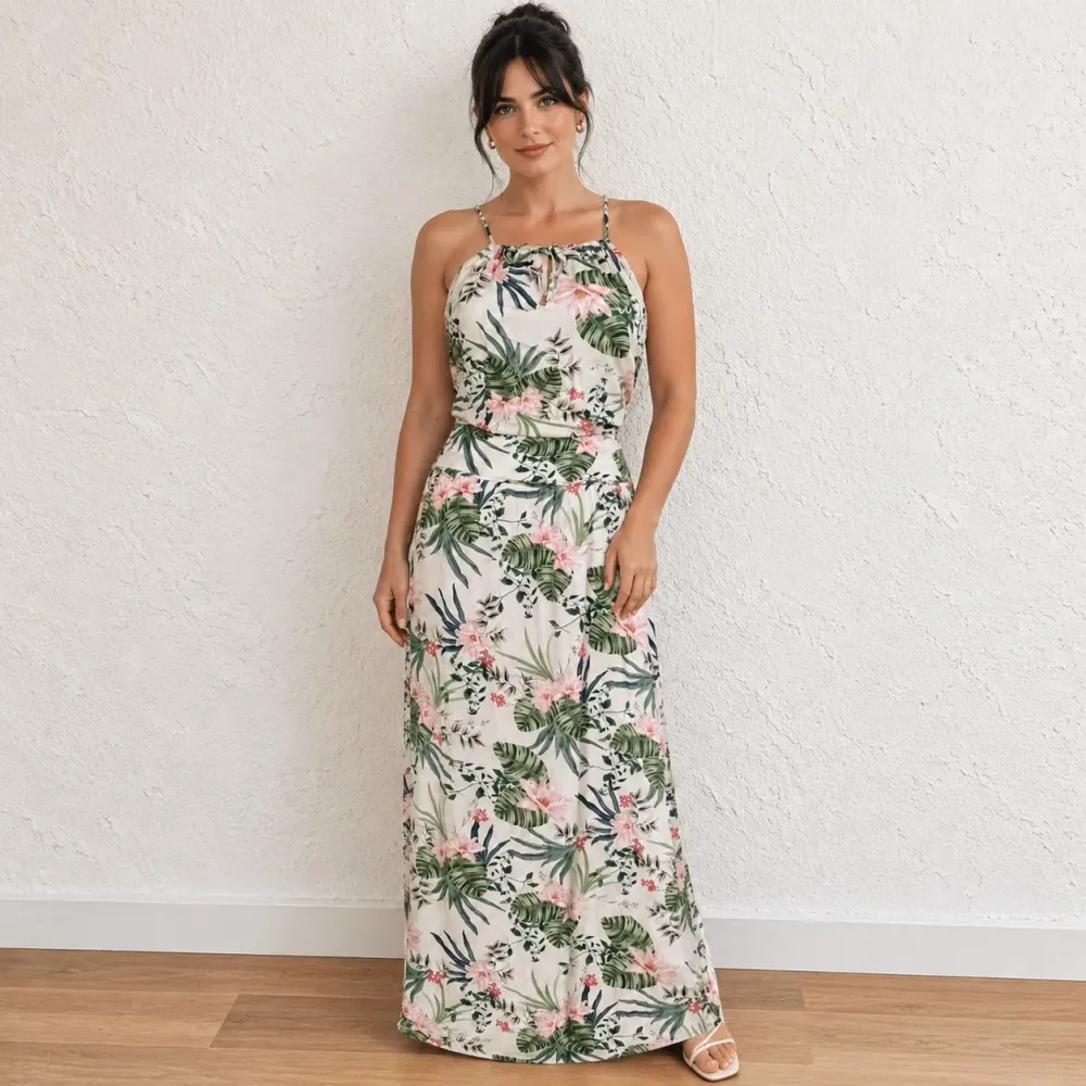 Vestido Viviane Furrier Longo Floral Tam. P