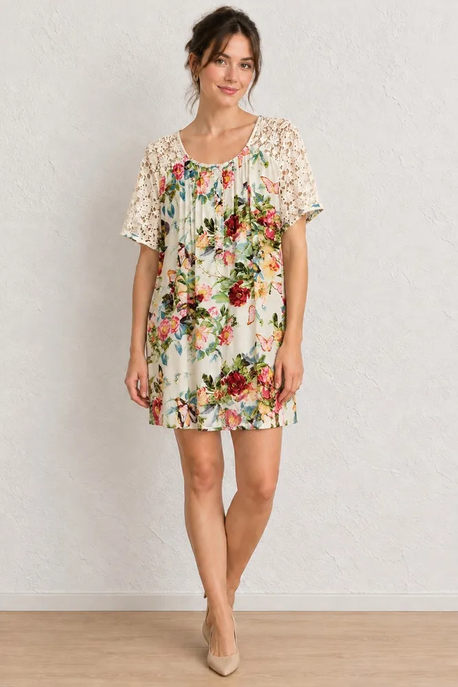 Vestido Moça Bonita Floral Rendado