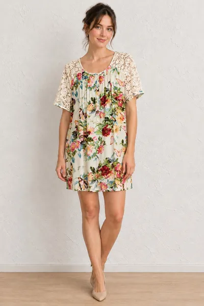 Vestido Moça Bonita Floral Rendado
