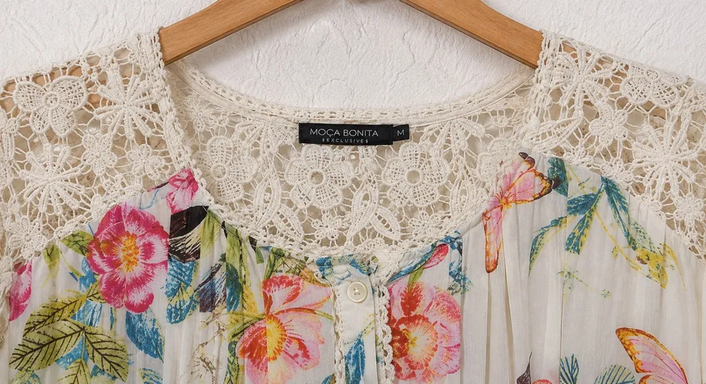 Vestido Moça Bonita Floral Rendado