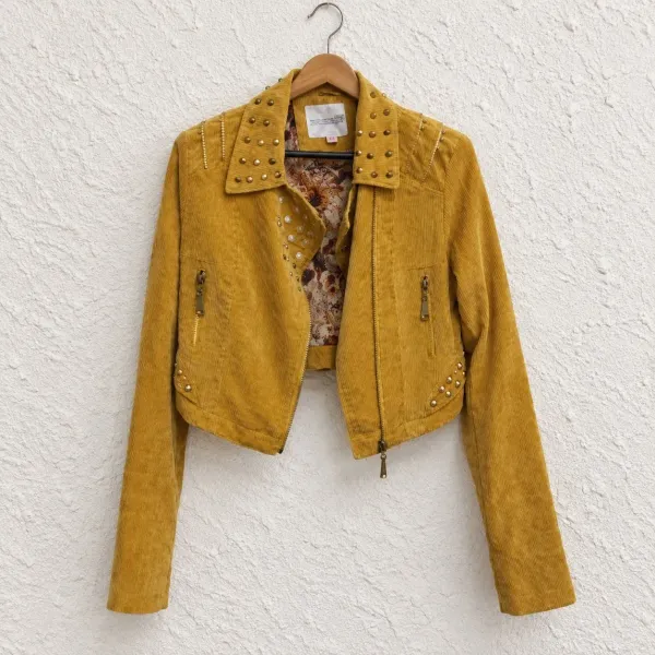 Jaqueta Versani Cropped em Veludo Cotelê